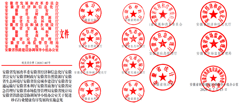 為促進(jìn)機(jī)制砂健康有序發(fā)展，安徽省發(fā)改委發(fā)布了實(shí)施方案文件